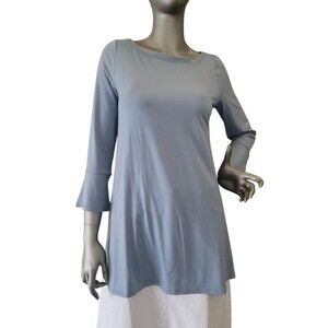 Eileen Fisher Fine Tencel Jersey Bracelet Sleeve Tunic Top Petite Small